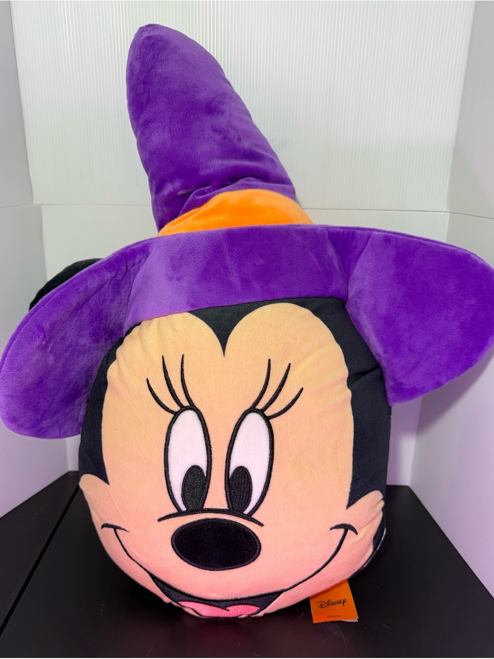 Disney Minnie Mouse Plush Witch Hat Pillow in Purple and Orange